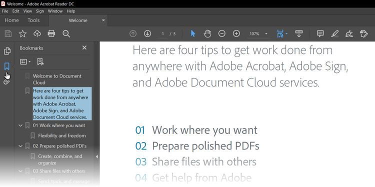 صورة لـ كيفية وضع إشارة مرجعية على الصفحات في مستند PDF في Adobe Reader | 1s38momVbc_zFTnJv7IGMhg-DzTechs