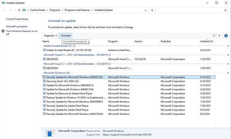 صورة لـ أفضل الطرق لإلغاء تثبيت تحديثات Windows 10 يدويًا | 1a6-SH1qH6KpoPCH80Q2Ssw-DzTechs