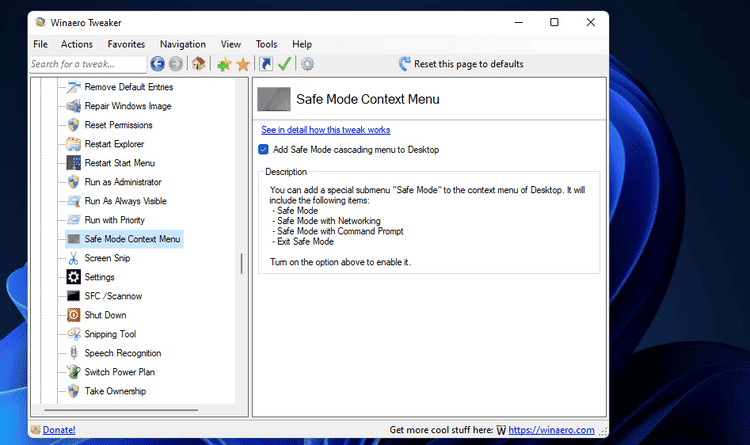 صورة لـ كيفية إضافة خيار الوضع الآمن إلى قائمة السياق في Windows 11 | 1yDZCao7jsMjuo0YOTom6DQ-DzTechs