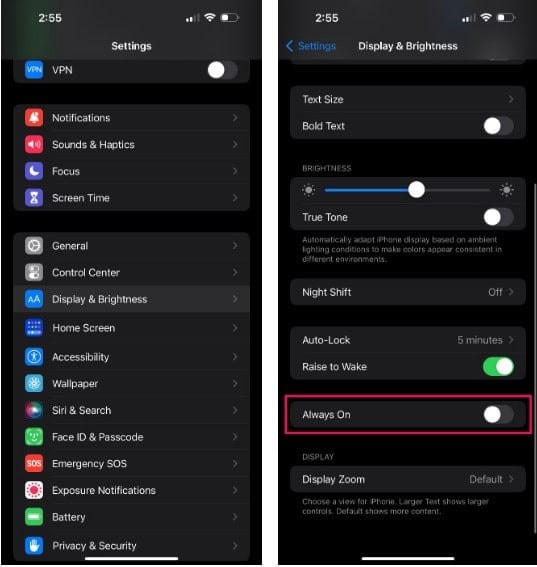 صورة لـ كيفية تعطيل ميزة “الشاشة دائمة التشغيل” على الـ iPhone 14 Pro | 1_B9bD0d4cDyMeRFWC4OE6A-DzTechs
