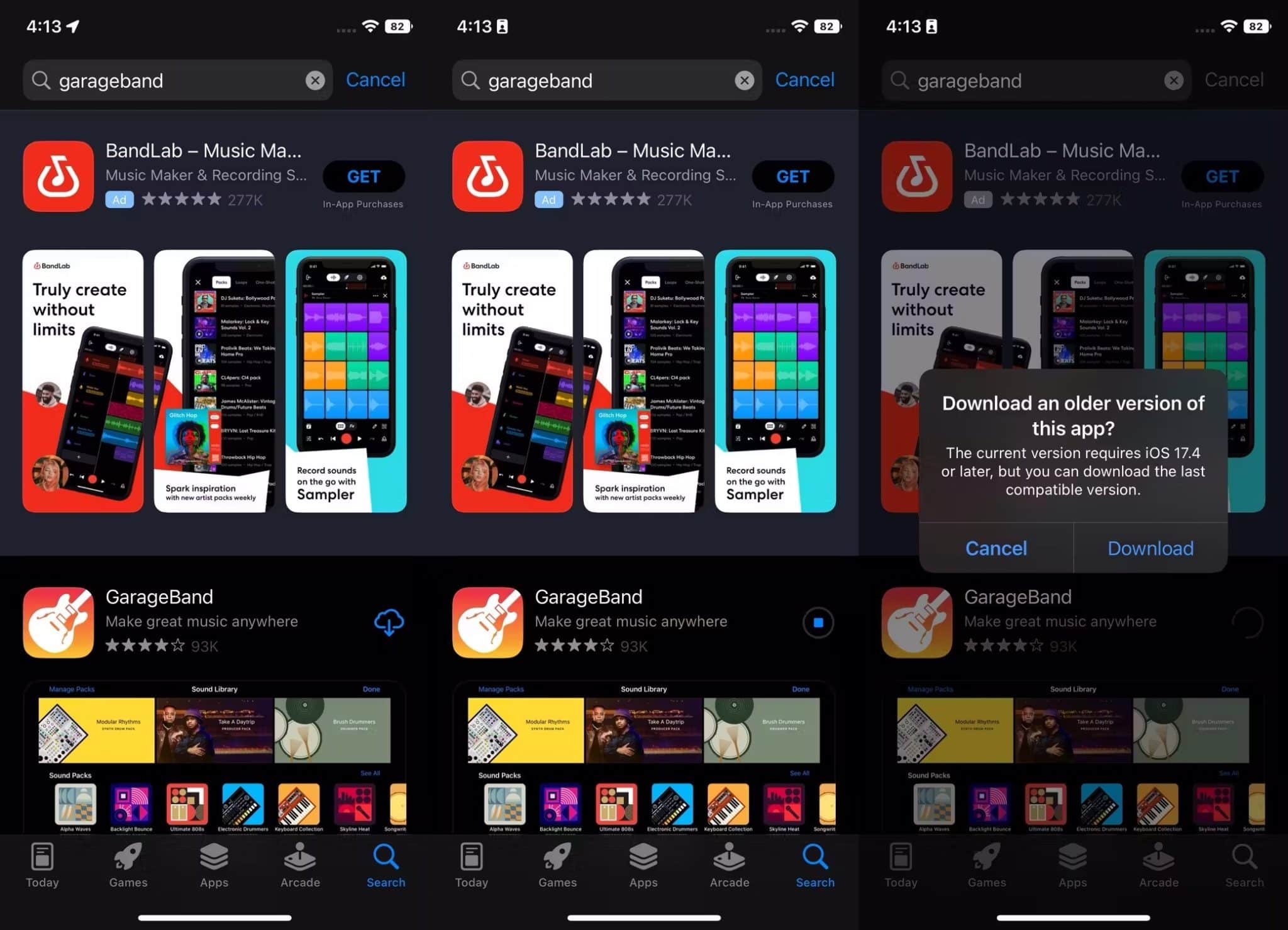 صورة لـ طرق تثبيت الإصدارات القديمة من التطبيقات على الـ iPhone القديم | 1searching-for-garageband-app.jpg-scaled