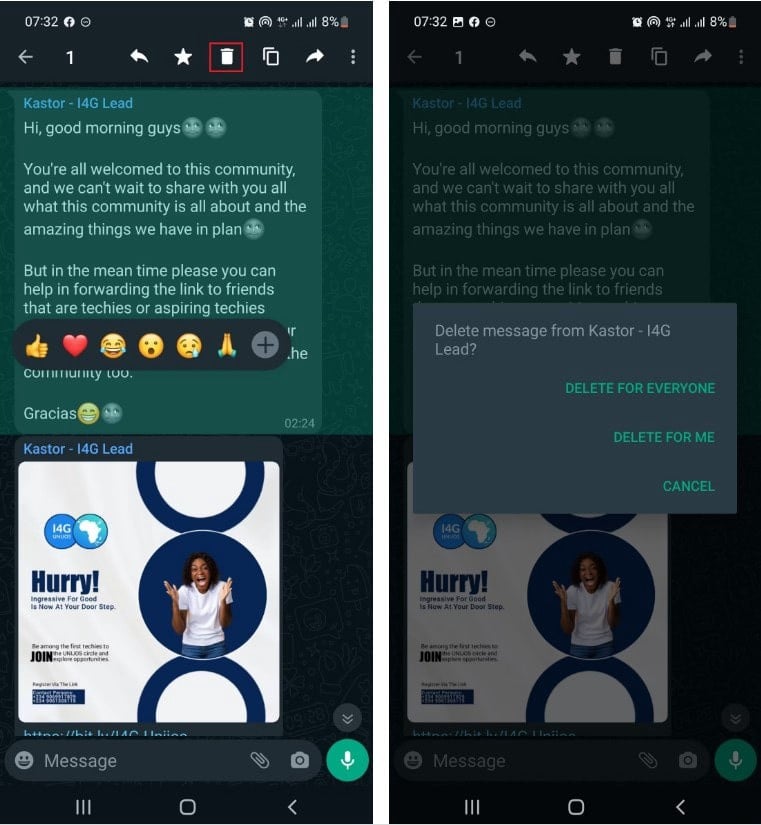 صورة لـ كيفية حذف الرسائل المزعجة وغير المرغوبة في مجموعك على WhatsApp | 1qpMyNKOPVEHUME0YdYzkYQ-DzTechs