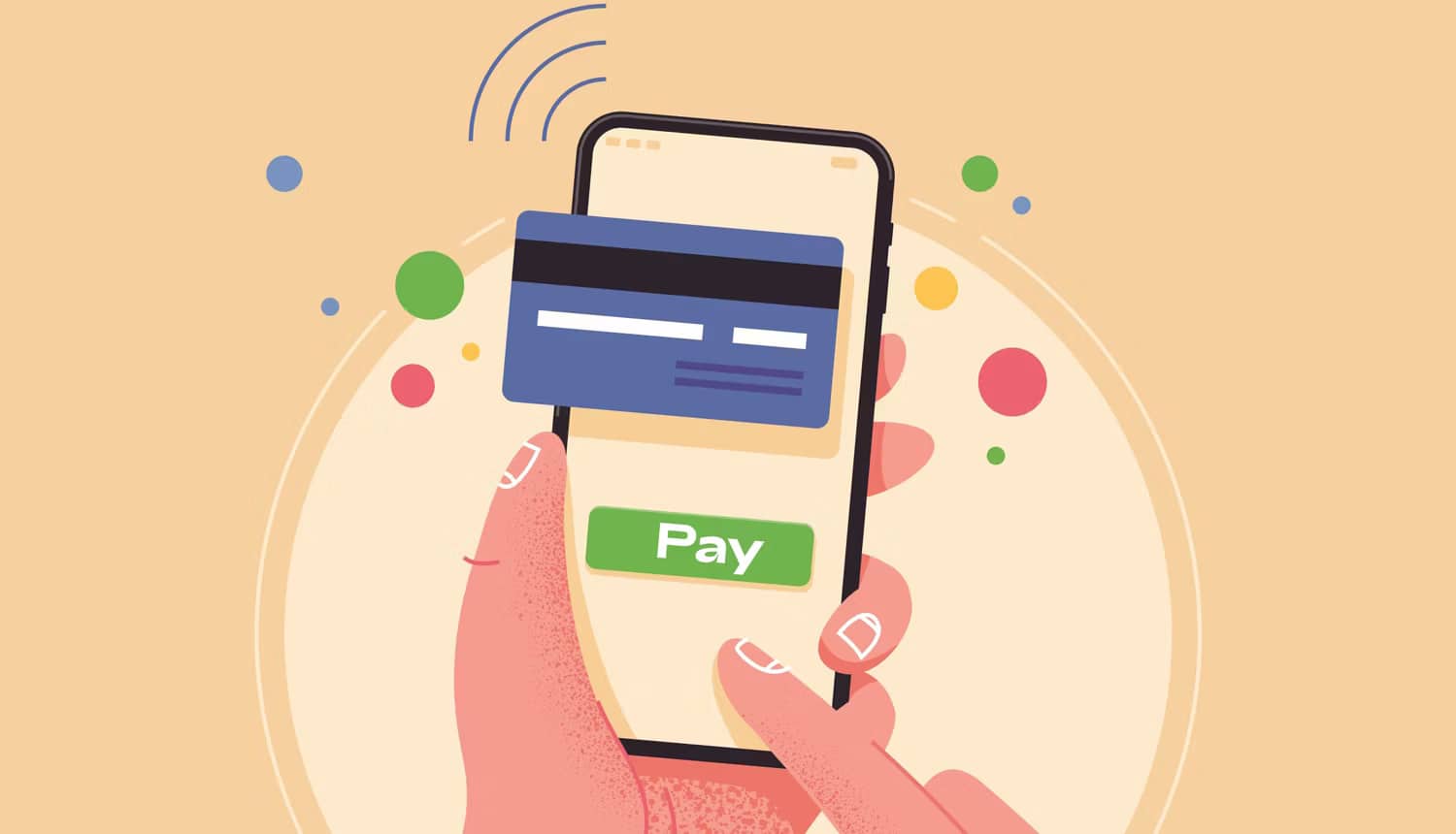 صورة لـ مُقارنة بين Google Pay و Samsung Pay: ما هي خدمة الدفع التي يجب أن تستخدمها؟ | a-graphical-illustration-of-making-a-credit-card-payment-using-a-smartphone