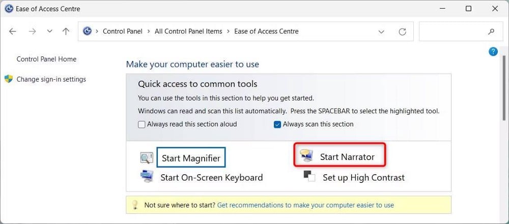 صورة لـ كيفية بدء تشغيل الراوي في Windows 11 | 1Bm1PbcNhf-xXdS42AdCcoQ-DzTechs