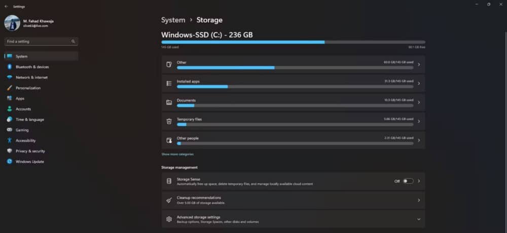 صورة لـ طرق لتوفير السعة التخزينية على Windows 11 | 1pDOG-kfdAr6QMutFFurXFQ-DzTechs
