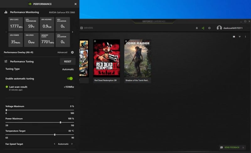 صورة لـ كيفية رفع تردد تشغيل بطاقة الرسومات باستخدام “ضبط الأداء التلقائي” في GeForce Experience | 1dGj9xlAyqqos8YhH8LksMg-DzTechs