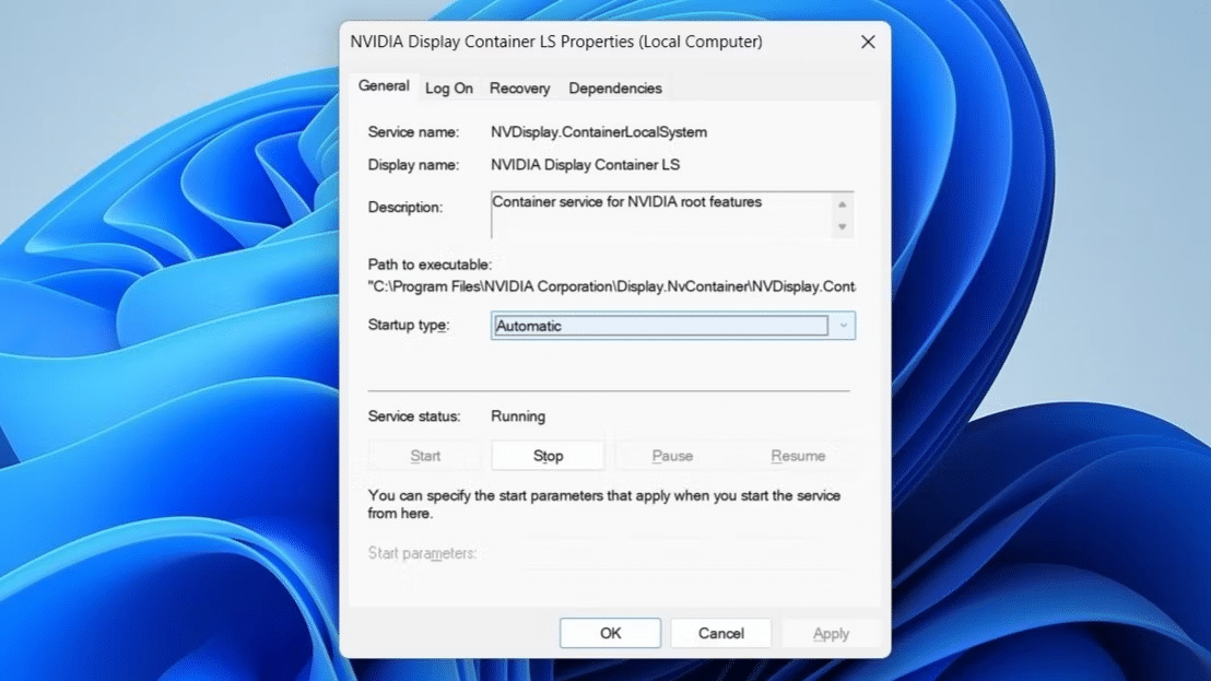 صورة لـ كيفية إصلاح عدم فتح NVIDIA Control Panel في Windows 11 | nvidia-display-container-service-properties