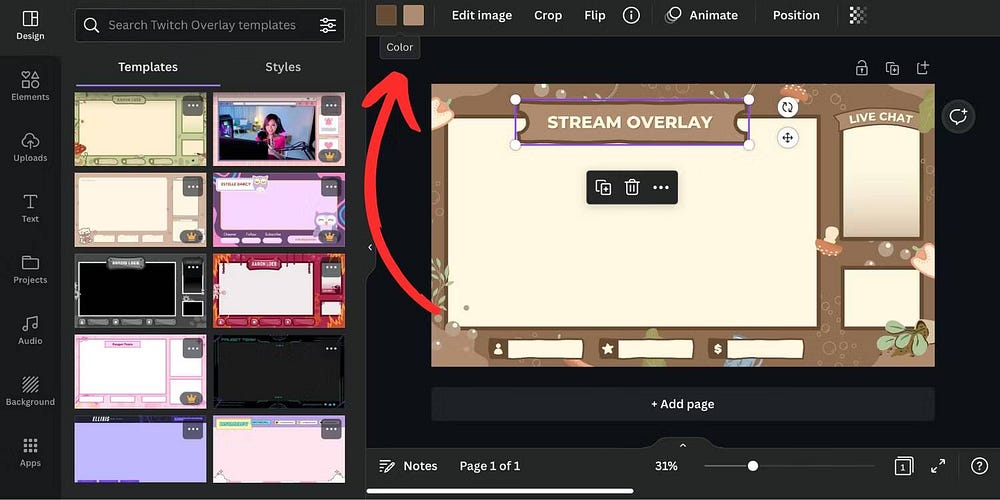 صورة لـ كيفية إنشاء تراكبات Twitch أثناء البث المُباسر على Canva | 1mIuUheh_sLptIOST0twbLQ-DzTechs