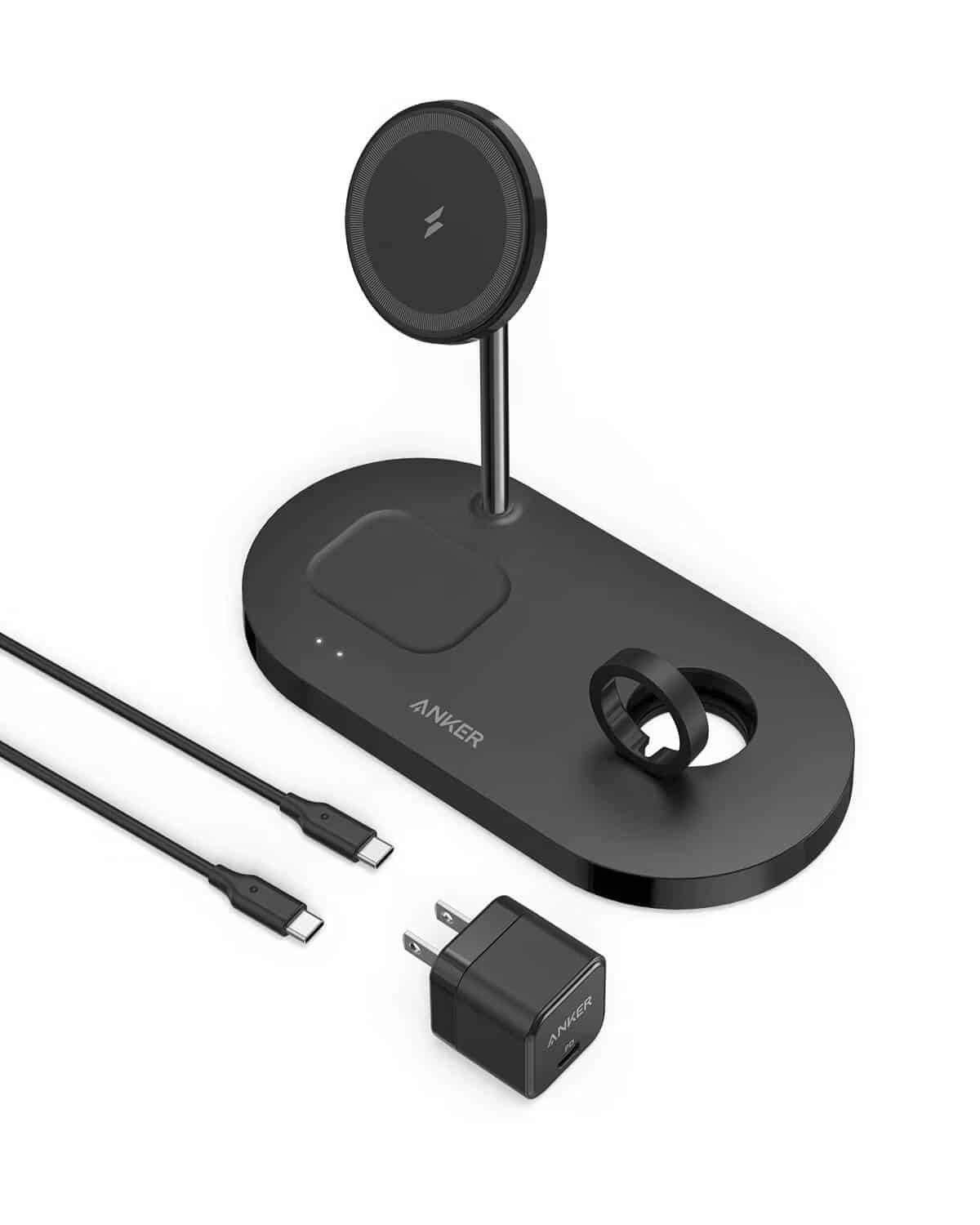 صورة لـ أفضل محطات الشحن 3 في 1 لمُنتجات Apple | Anker-533-Magnetic-Wireless-Charger-3-in-1-Stand.avif_