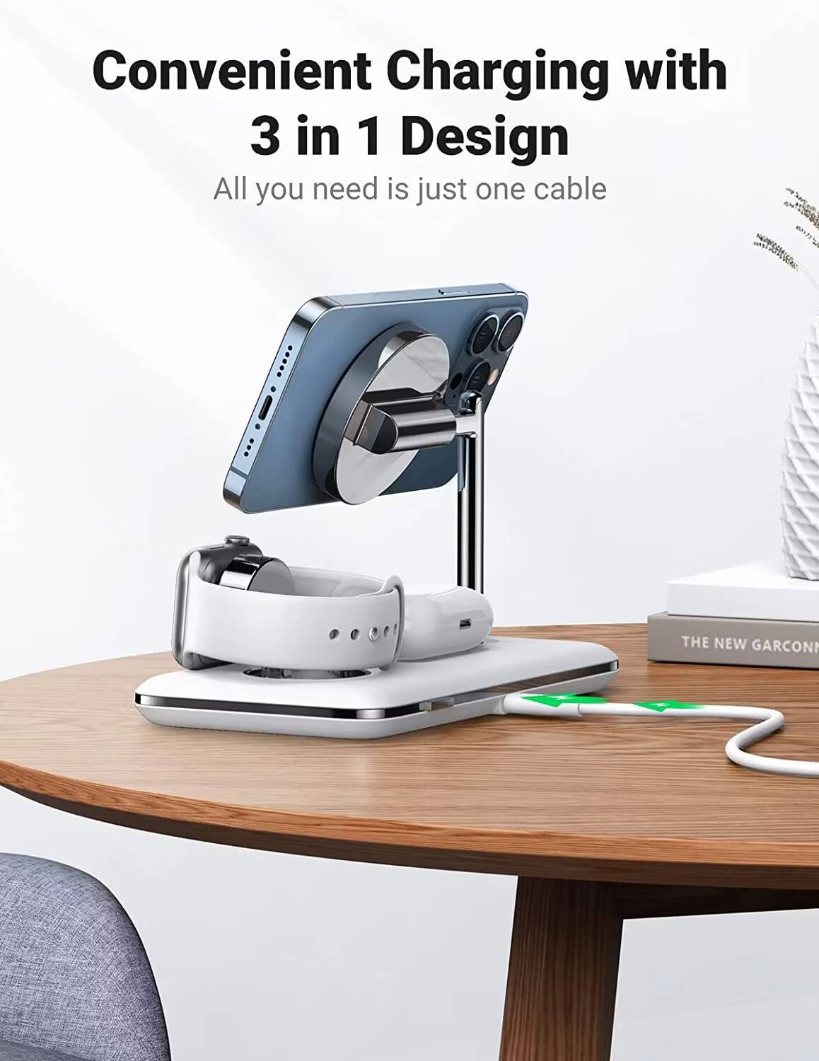 صورة لـ أفضل محطات الشحن 3 في 1 لمُنتجات Apple | ugreen-3-in-1-magsafe-wireless-charging-station-2-1.avif_