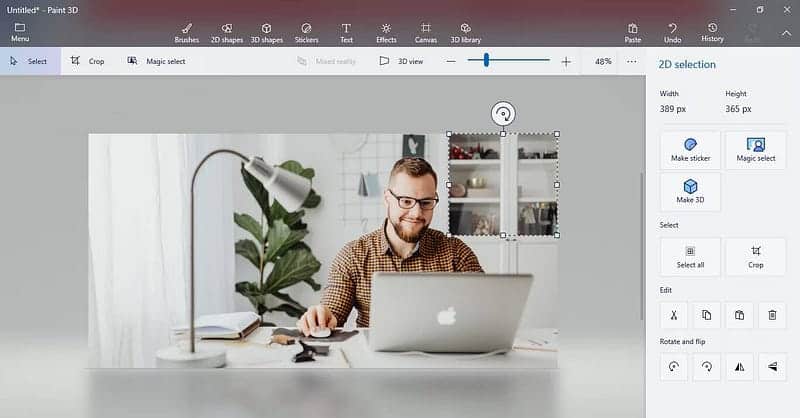 صورة لـ كيفية تعتيم جزء من صورة في Paint 3D باستخدام أداة التحديد | 1X2WDzfYPBqX88aFFPEhwZg-DzTechs