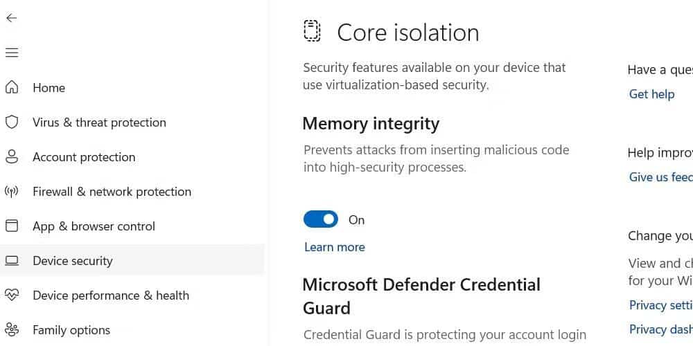 صورة لـ ما هي تكامل الذاكرة التابعة لخدمة العزل الأساسي على Windows؟ | 16il5Er4uCjk8T-2OiHLvTw-DzTechs