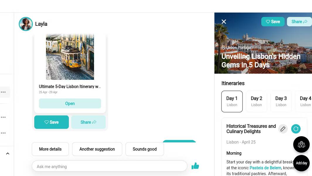 صورة لـ تطبيقات الذكاء الاصطناعي لتخطيط السفر مجانًا للحصول على مسار رحلة فوري | layla-ai-trip-planner