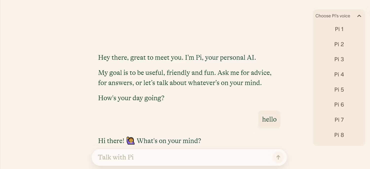 صورة لـ أفضل البدائل الموجودة لـ ChatGPT | screenshot-of-pi-ai-chatbot