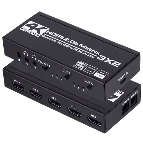 صورة لـ أفضل أجهزة توزيع HDMI المُتاحة في هذا العام لتوصيل المزيد من الشاشات بإعدادك | anber-tech-hdmi-3x2-matrix.avif_