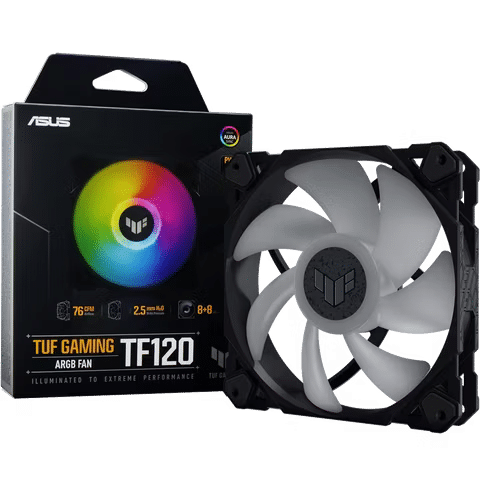 صورة لـ أفضل مراوح RGB المُتاحة لتحسين تجربة التبريد على الكمبيوتر الخاص بك | asus-tuf-gaming-tf120-argb-case-fan.avif_