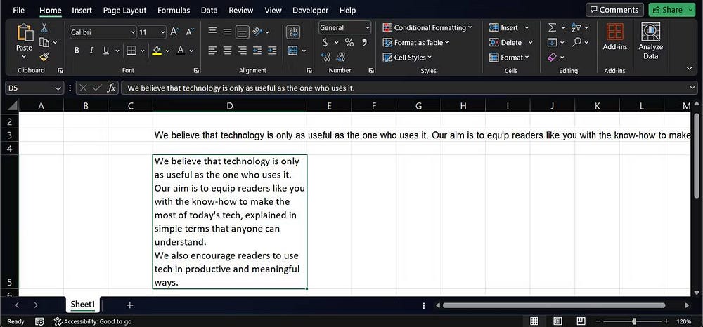 صورة لـ كيفية بدء سطر جديد داخل أي خلية في Excel | 1gh300zLLRwGqJyZVeW2kYg-DzTechs