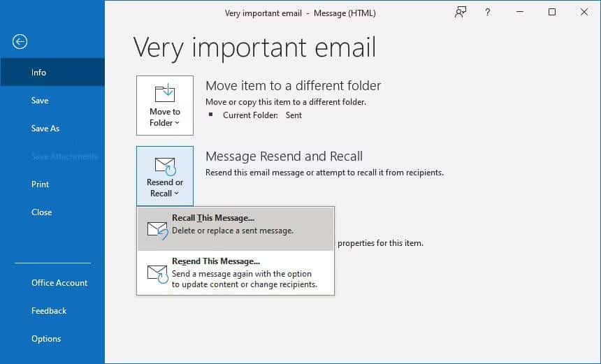 صورة لـ كيفية استدعاء رسالة بريد إلكتروني مُرسَلة في Outlook أو استبدالها | 1txZ98YzB7ixoDO5u-pFxBw-DzTechs