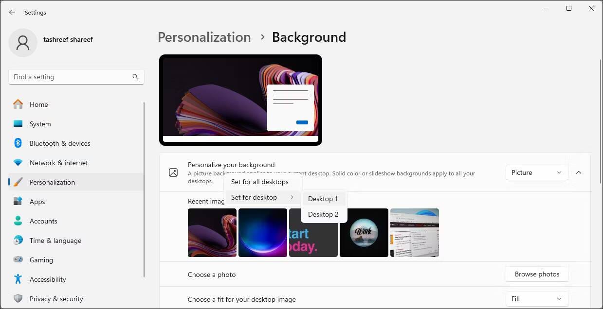 صورة لـ كيفية استخدام خلفيات مُختلفة لكل شاشة خارجية مُتصلة في Windows 10/11 | 1TbSrYMDmVdzaHhnhyyTH7w-DzTechs