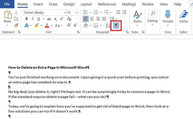 صورة لـ كيفية حذف صفحة إضافية أو فارغة في Microsoft Word | 1heTpNCkqZEoytSqWP9krAA-DzTechs