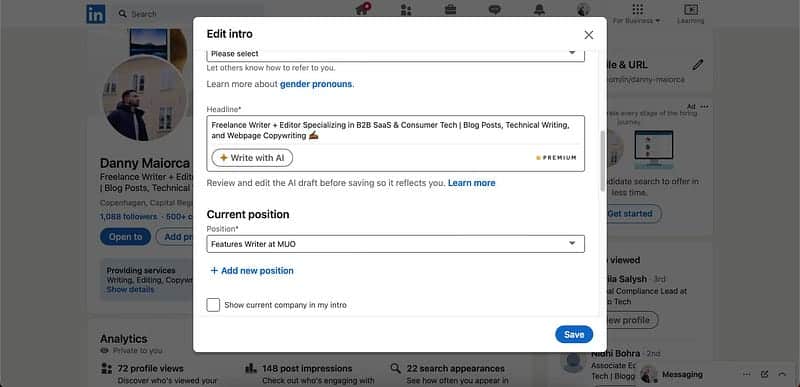 صورة لـ كيفية تحسين ملفك الشخصي على LinkedIn باستخدام الذكاء الاصطناعي | 1SoaUtTXf2BE7LWE-Jr8-yQ-DzTechs