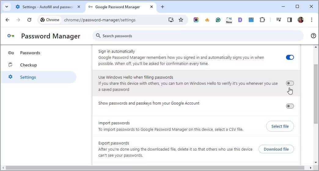 صورة لـ كيفية حماية كلمات السر على مُتصفح Chrome باستخدام Windows Hello | 1w5Wx4QLWypKCBE9sSSM0WQ-DzTechs