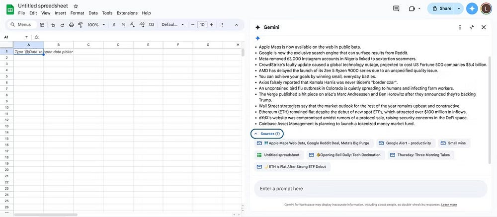 صورة لـ تأثير إضافة Gemini على تحسين تجربتي مع جداول بيانات Google | 1NGqGmS7WPV7BRmKbDDhdRQ-DzTechs