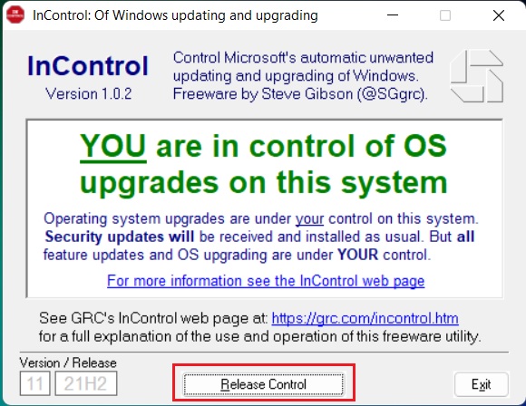 السماح بتحديث windows 11 باستخدام incontrol