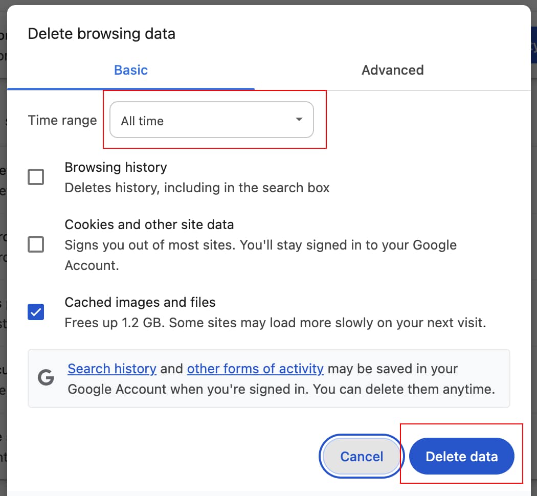 مسح بيانات التصفح في Chrome