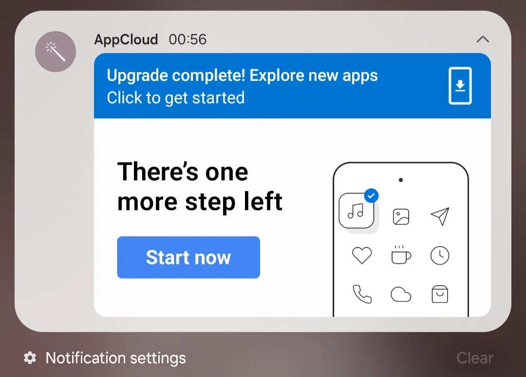 AppCloud -Melding na Samsung