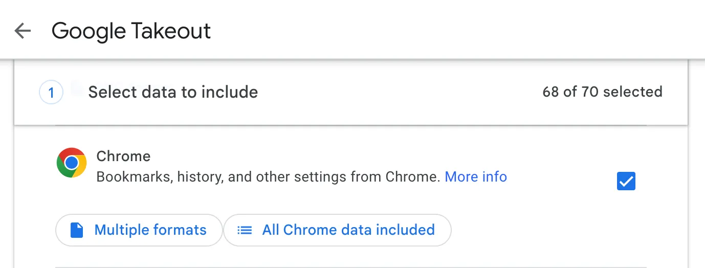 Exportujte data chromu prostřednictvím Google Takeout