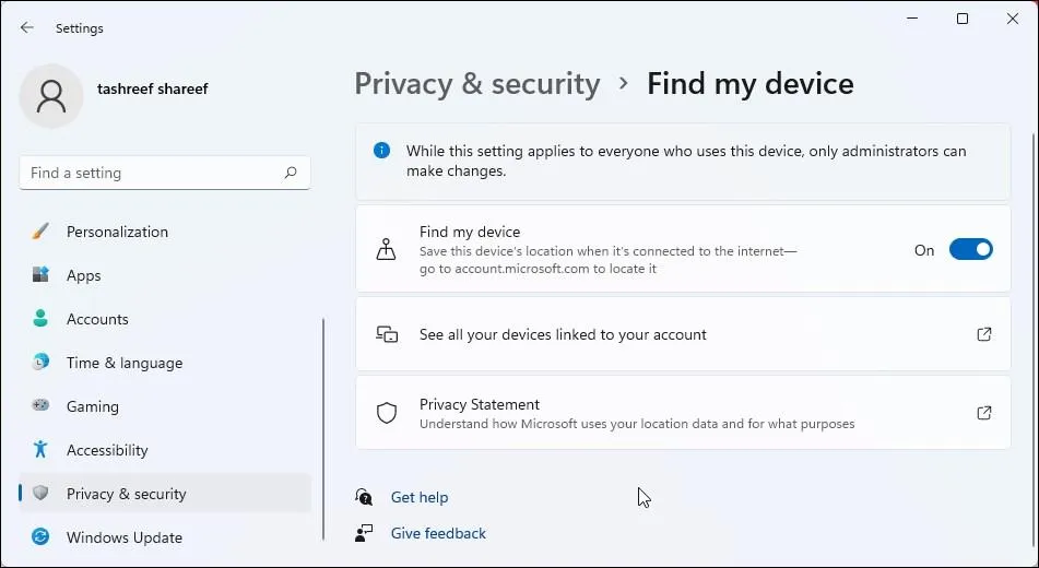 find my device on windows 11