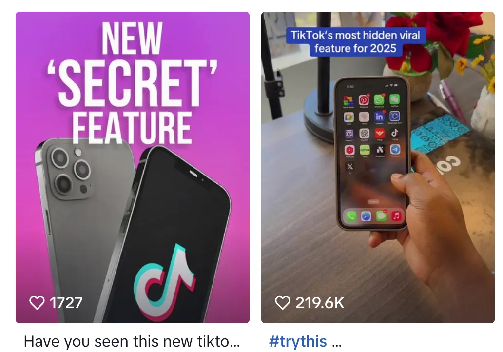 مقاطع فيديو على TikTok تعد بالوصول إلى ميزات سرية.