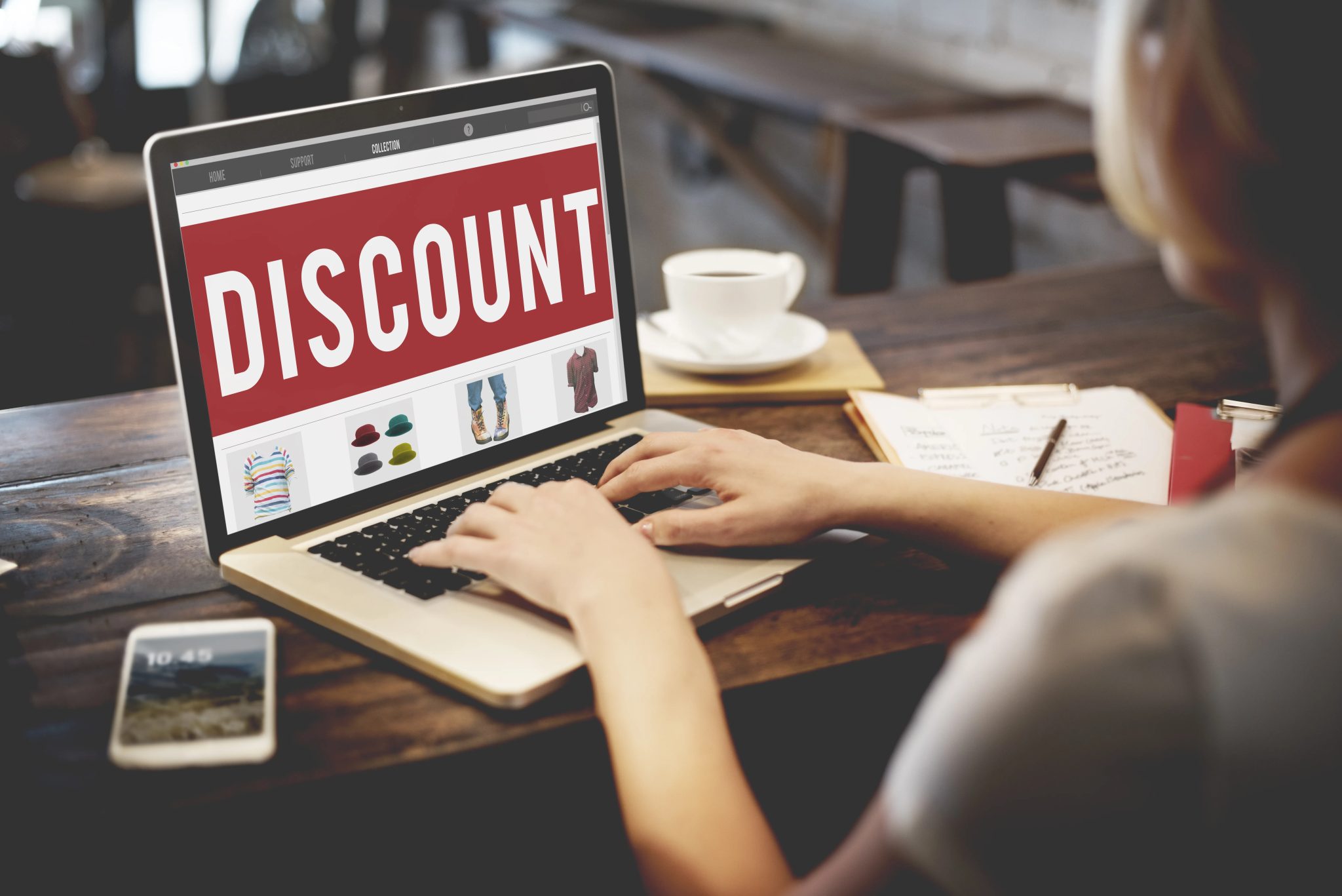 discount label on a laptop screen