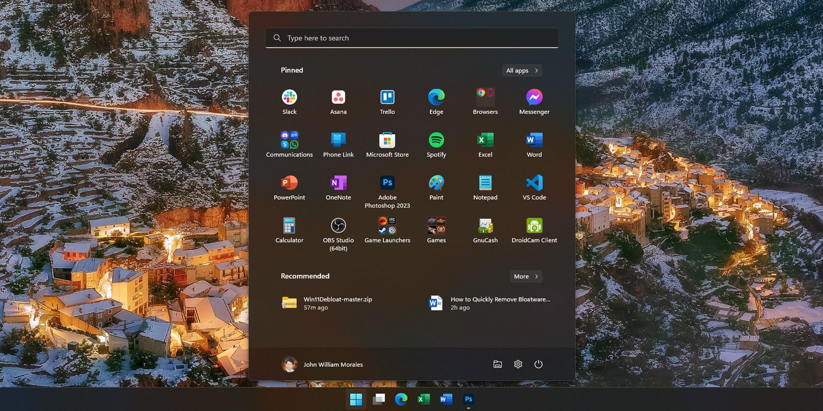 تطبيقات قائمة ابدأ في Windows 11