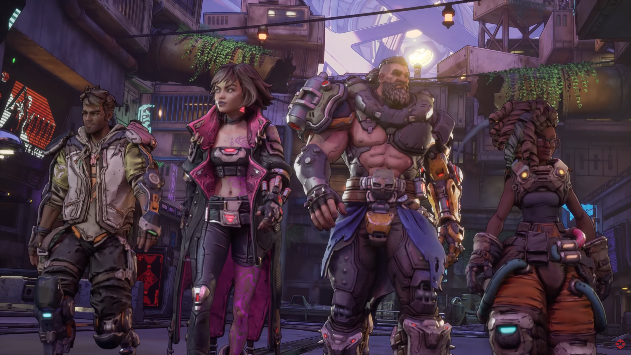 الشخصيات الأربعة في لعبة Borderlands 4 واقفة جنبًا إلى جنب.