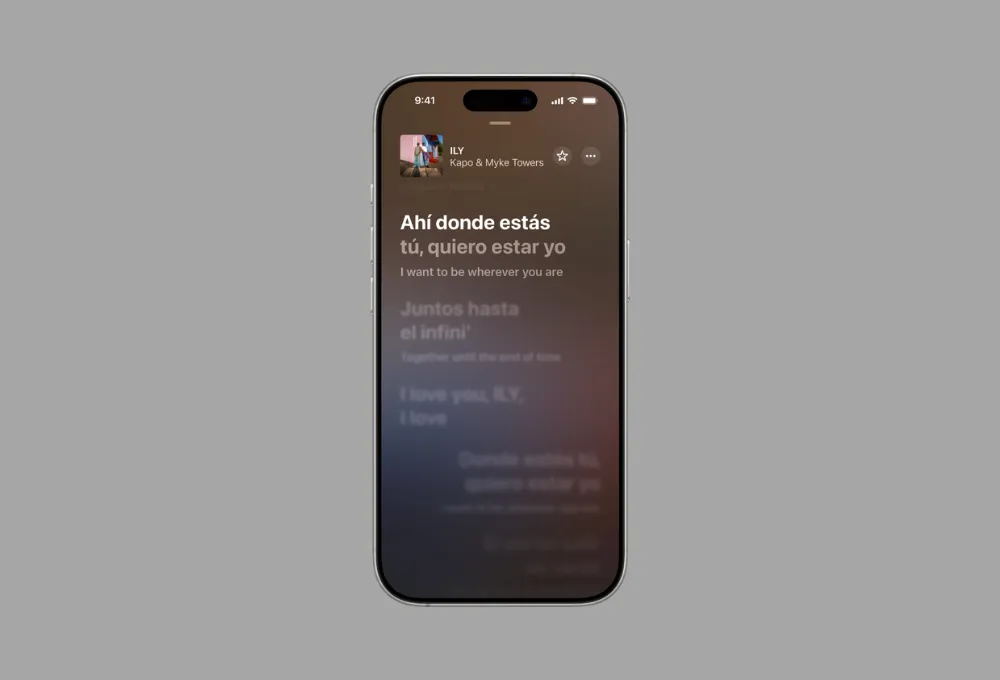 Apple Music Lyrics view with in-line translations