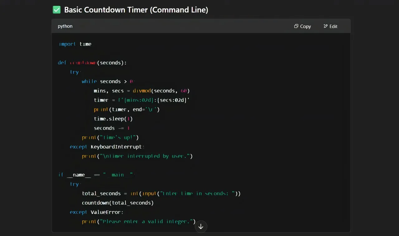 screenshot of desktop chagpt python answer