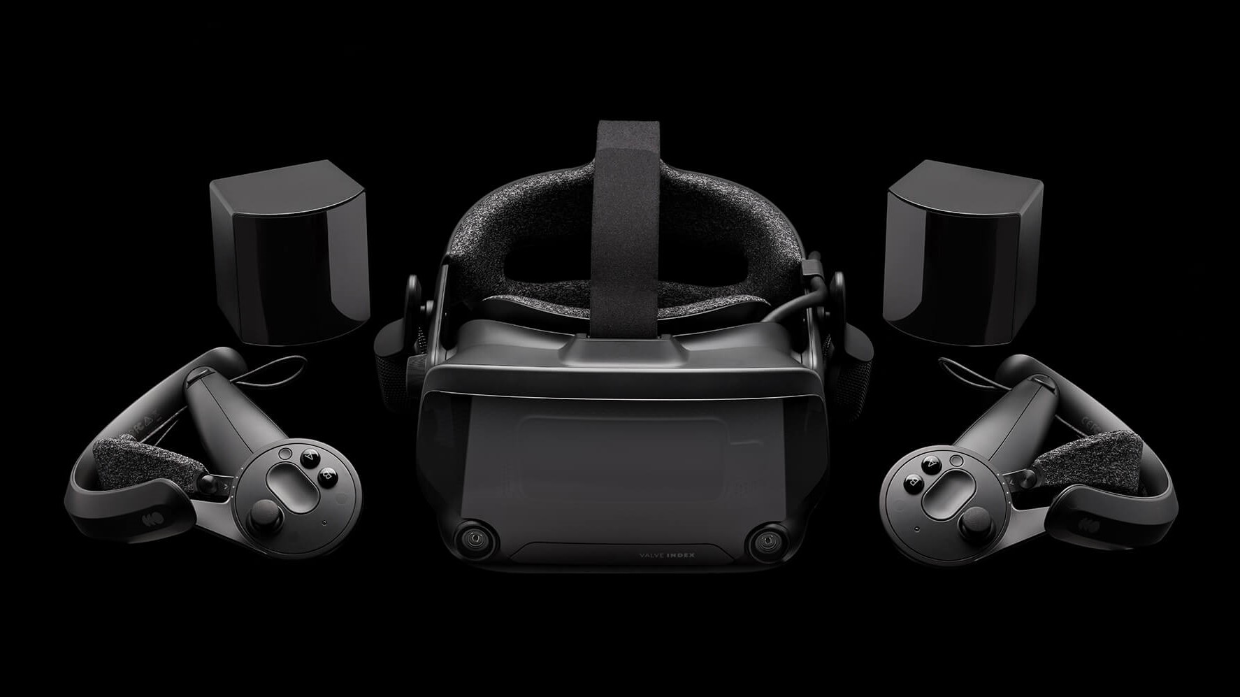 Valve Index with its controllers and base stations