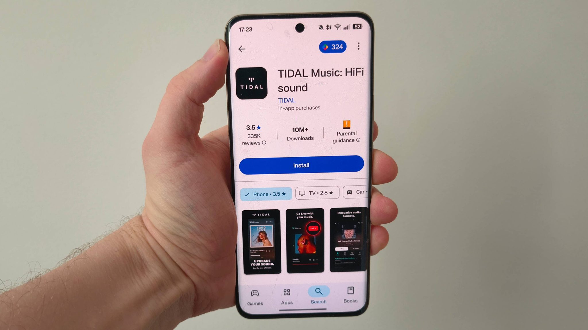 تطبيق Tidal على متجر Play بهاتف Android.