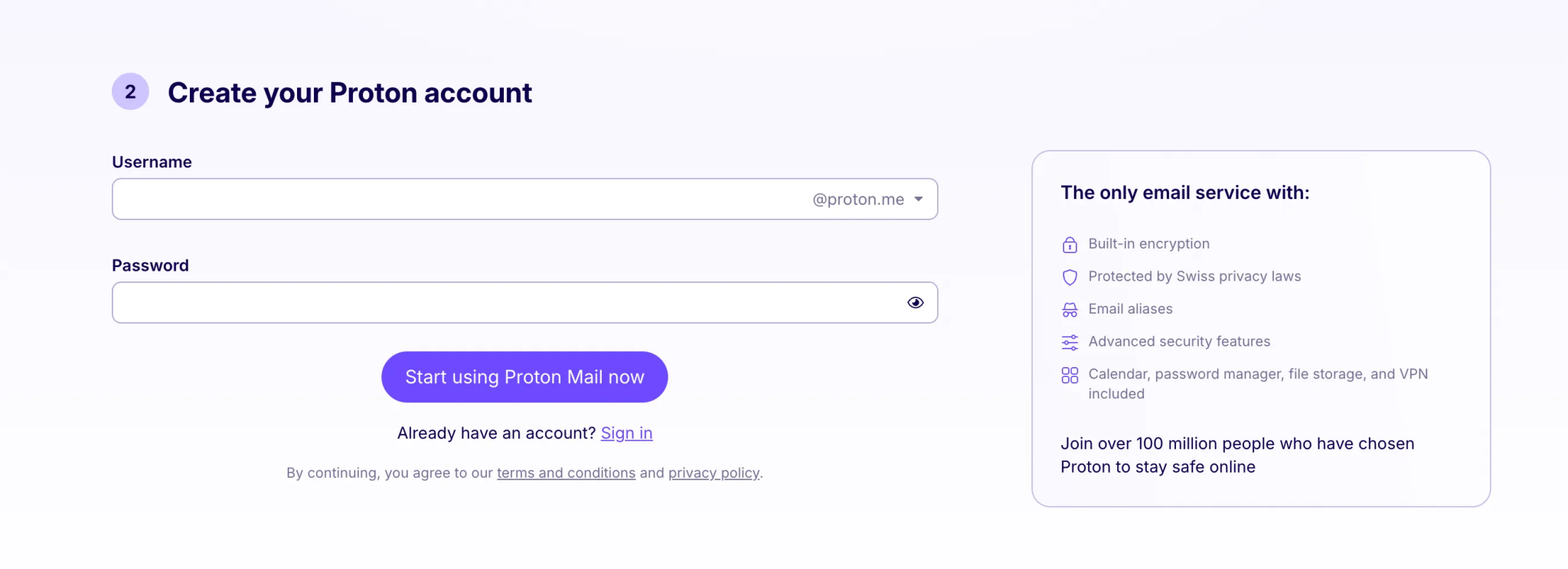 Creating a Proton Mail account