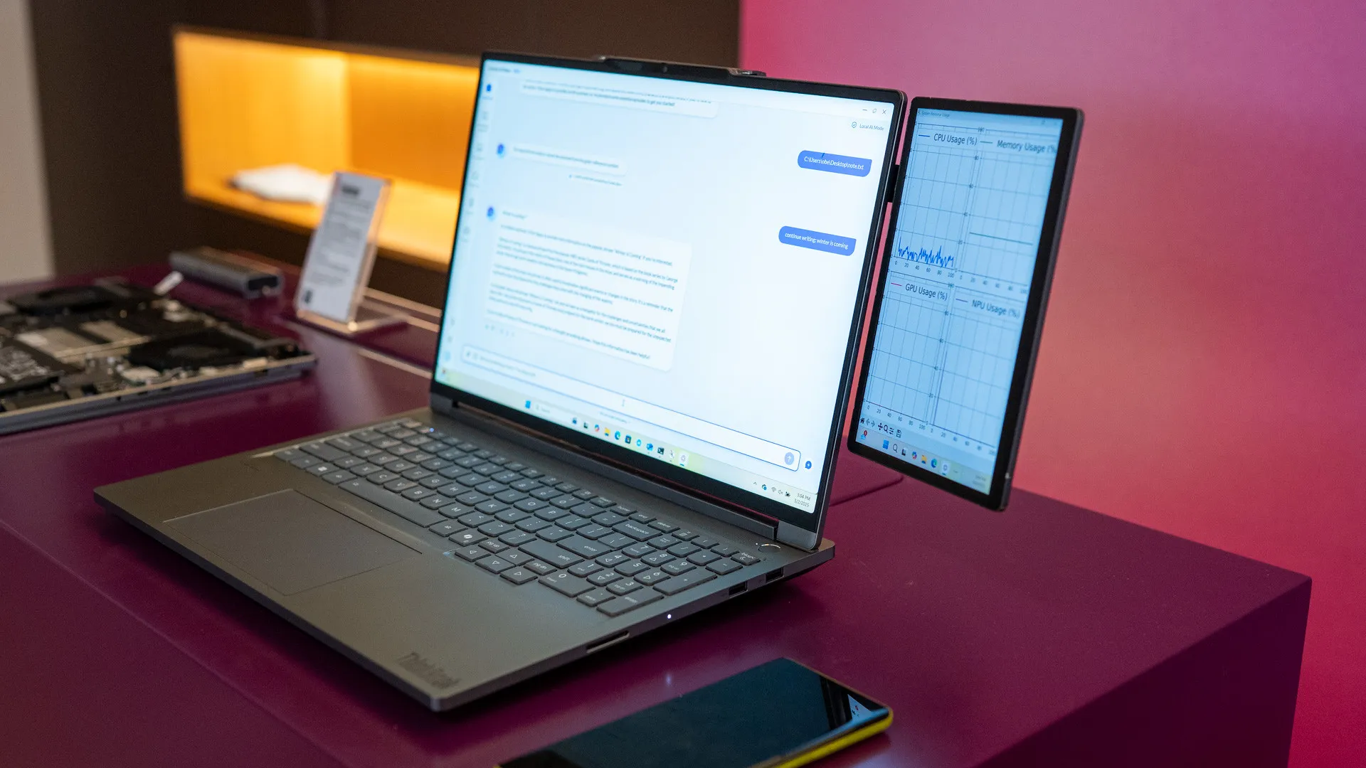 Lenovo Magic Bay 2nd Display connected to a laptop
