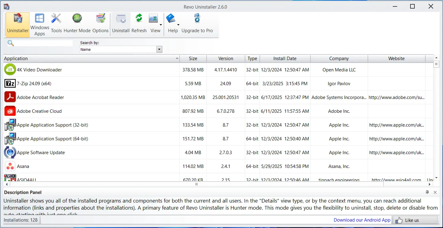 Revo Uninstaller on Windows.